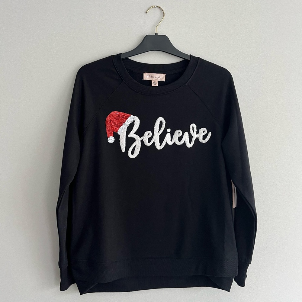 NWT Philosophy Black Believe Sweatshirt size S